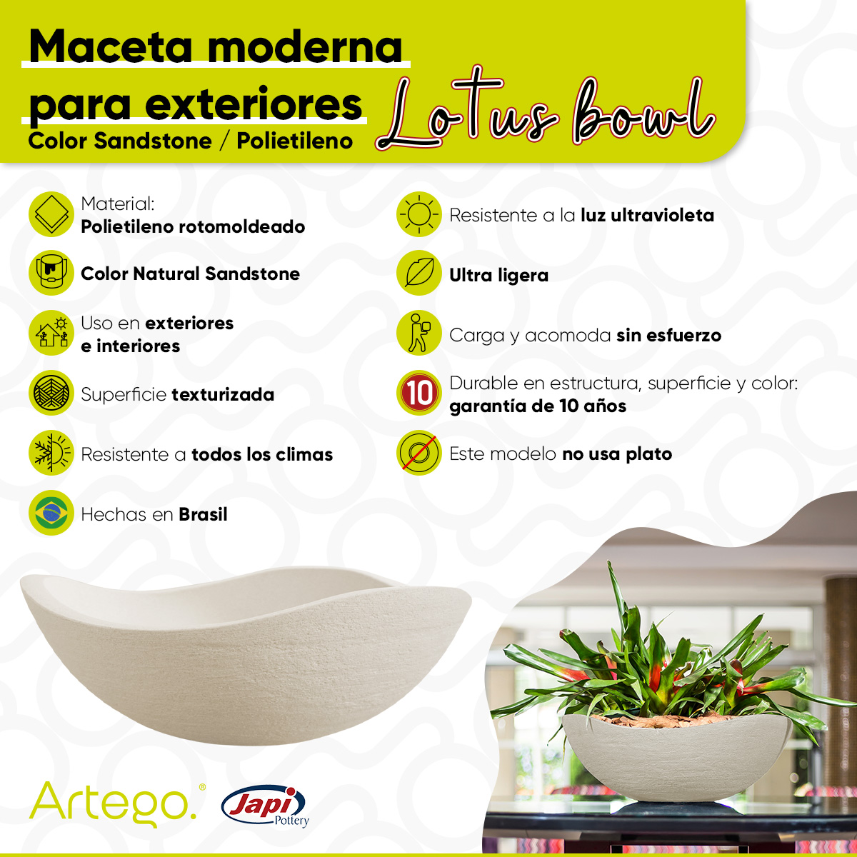 Foto 7 pulgar | Maceta Tipo Bowl Artego Arena