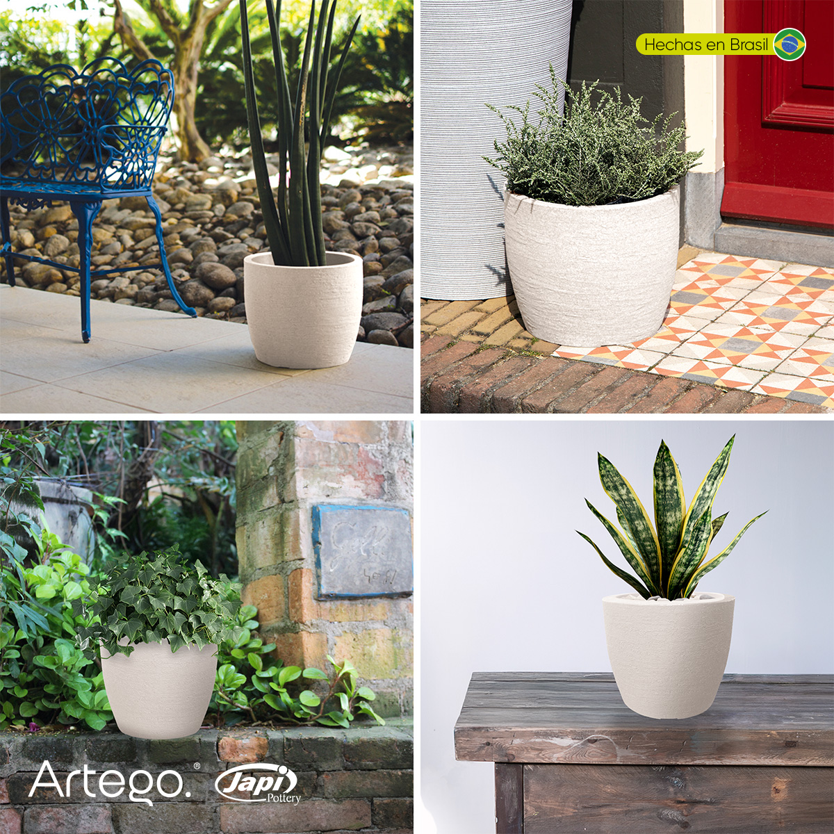 Foto 5 | Maceta Moderna Para Exteriores Compacta De 20 Cm De Alto Nube Color Blanco White Off De Polietileno Ultra Ligera Artego
