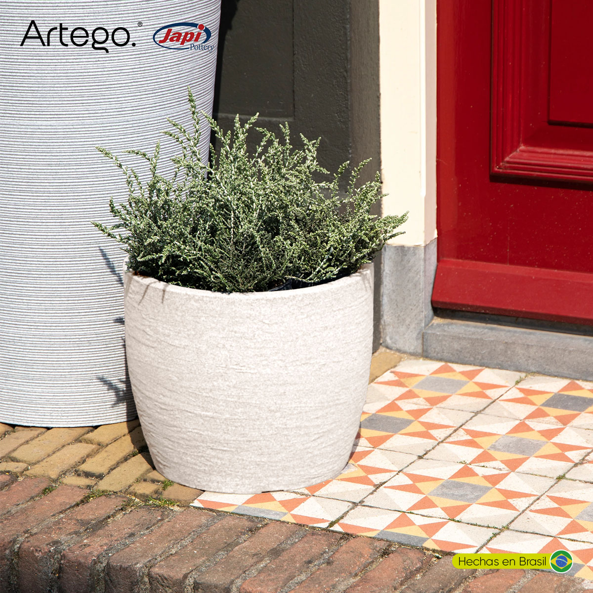 Foto 7 | Maceta Moderna Para Exteriores Compacta De 20 Cm De Alto Nube Color Blanco White Off De Polietileno Ultra Ligera Artego
