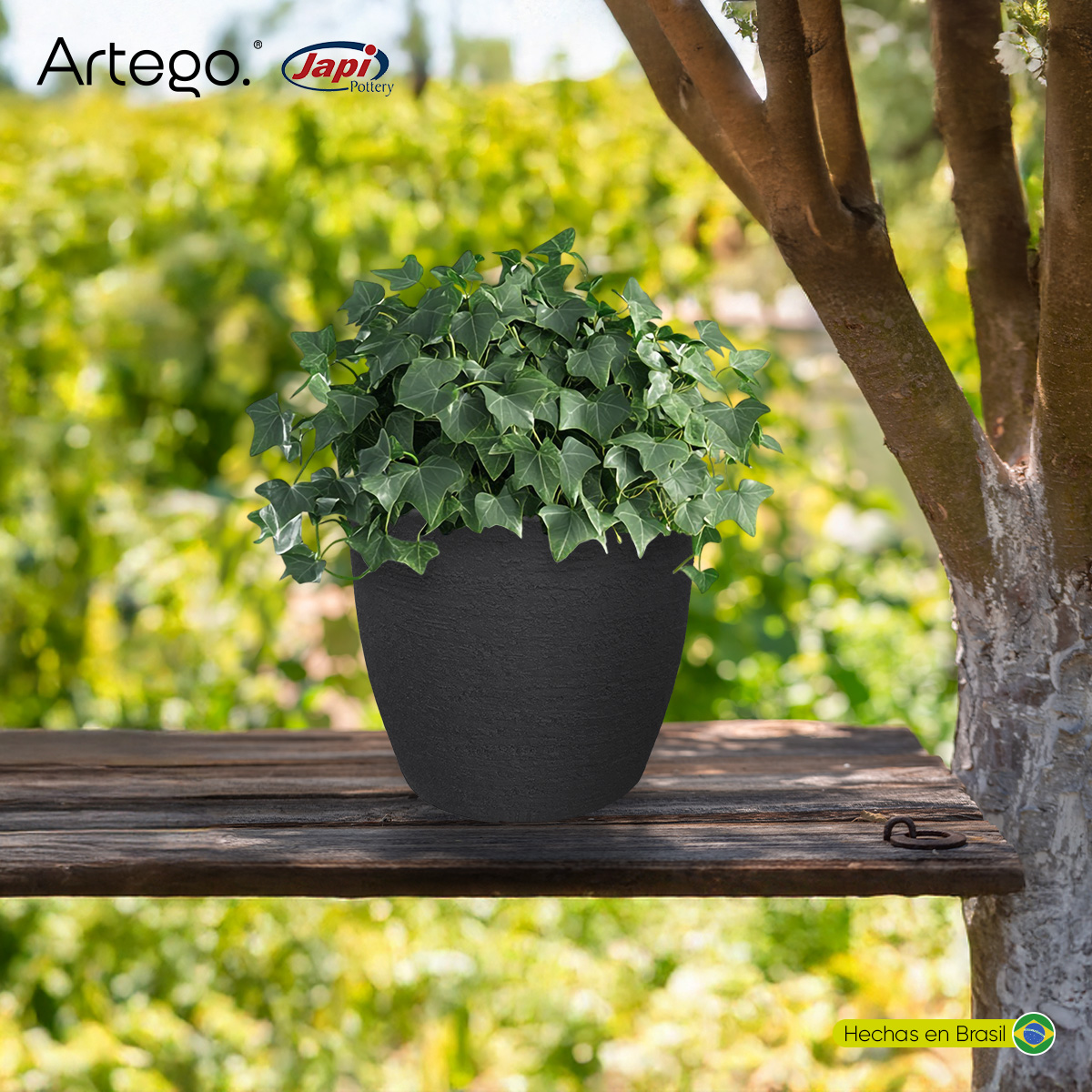 Foto 2 | Maceta Moderna Para Exteriores Compacta De 20 Cm De Alto Deep Color Negro Lead De Polietileno Ultra Ligera Artego