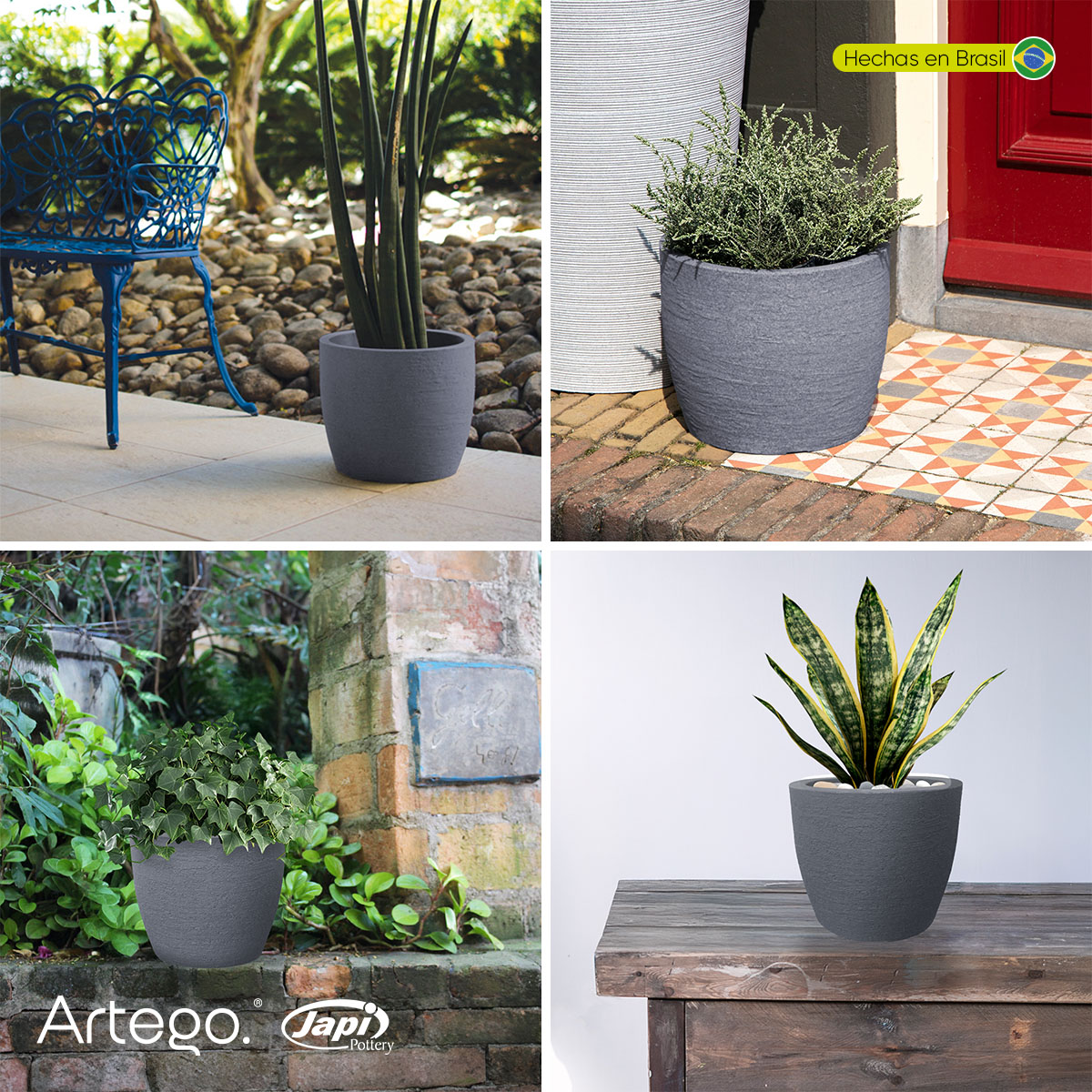 Foto 6 pulgar | Maceta Moderna Para Exteriores Compacta De 20 Cm De Alto Ocean Color Azul Grafito De Polietileno Ultra Ligera Artego