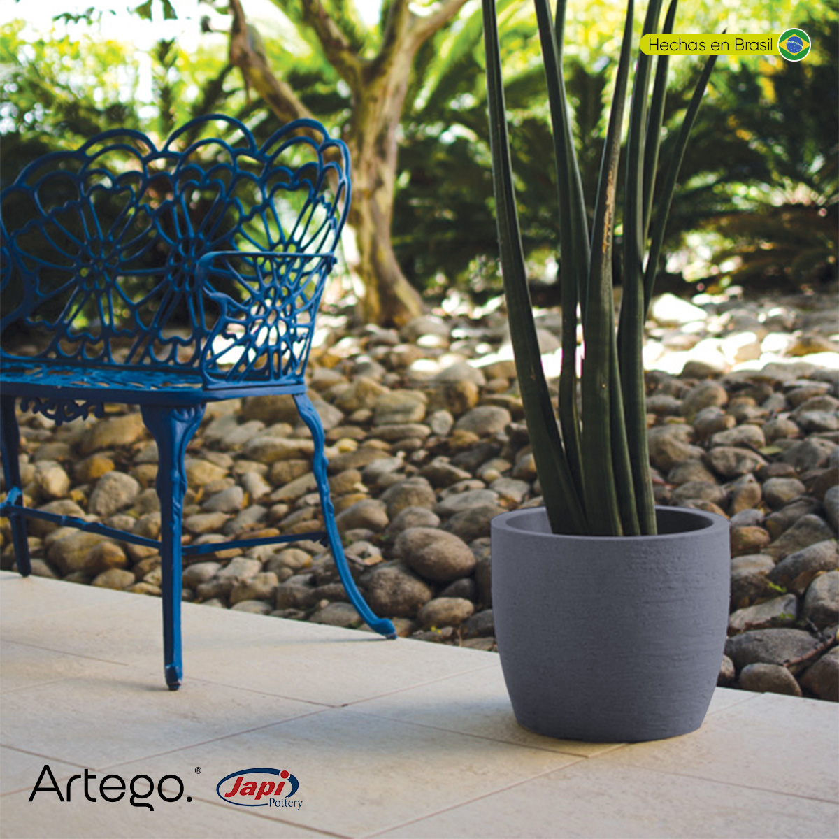 Foto 7 pulgar | Maceta Moderna Para Exteriores Compacta De 20 Cm De Alto Ocean Color Azul Grafito De Polietileno Ultra Ligera Artego