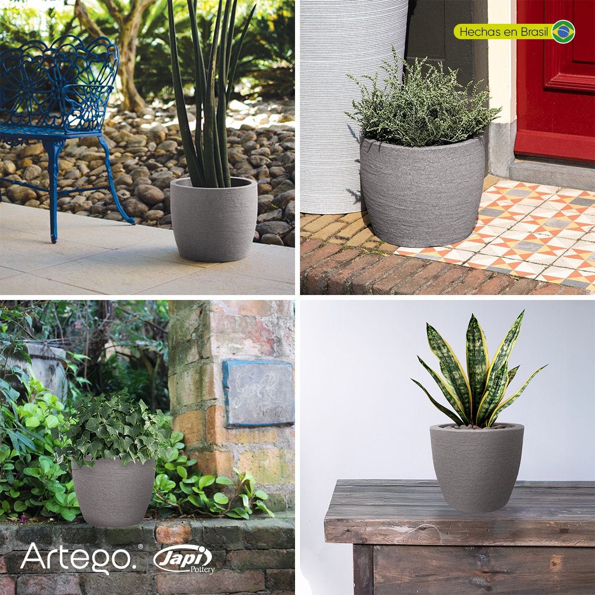 Foto 5 | Maceta Moderna Para Exteriores Compacta De 20 Cm De Alto Polvo Color Gris Stone De Polietileno Ultra Ligera Artego