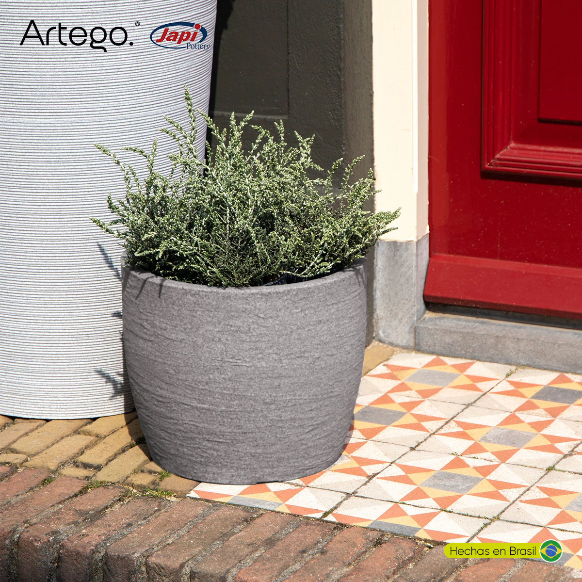 Foto 7 | Maceta Moderna Para Exteriores Compacta De 20 Cm De Alto Polvo Color Gris Stone De Polietileno Ultra Ligera Artego