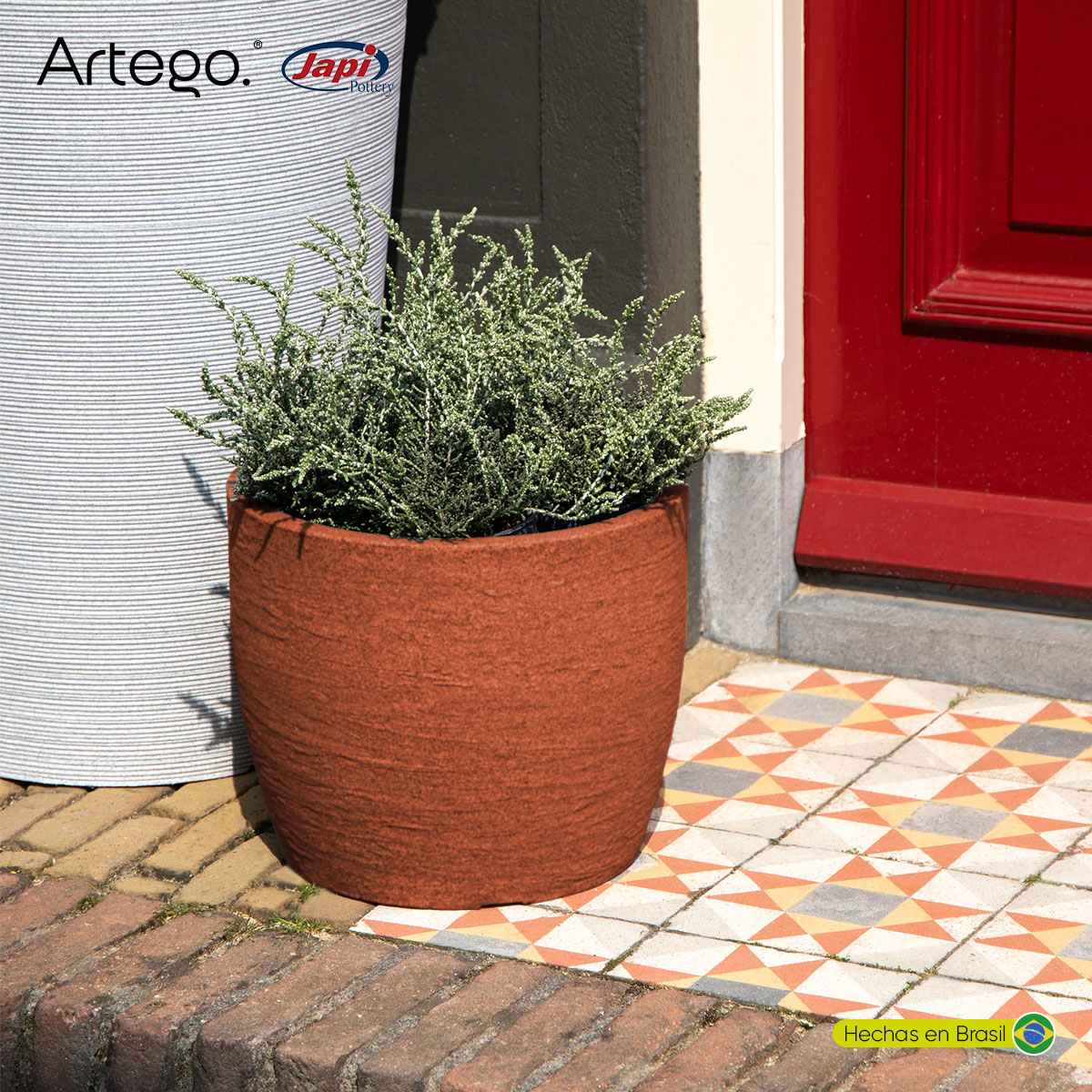 Foto 7 | Maceta Moderna Para Exteriores Compacta De 20 Cm De Alto Cota Color Terracota De Polietileno Ultra Ligera Artego
