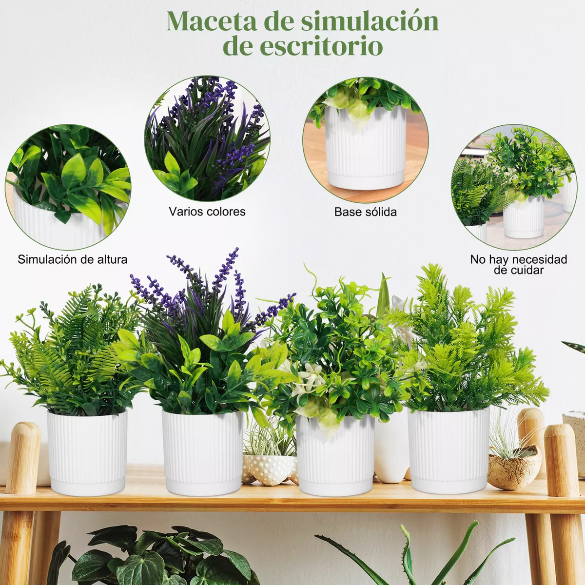 Foto 3 pulgar | 4 Macetas Plantas Artificiales Barro Decoración Bonsái Eo Safe Imports Esi-18523 Blanco
