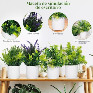 Foto 2 | 4 Macetas Plantas Artificiales Barro Decoración Bonsái Eo Safe Imports Esi-18523 Blanco