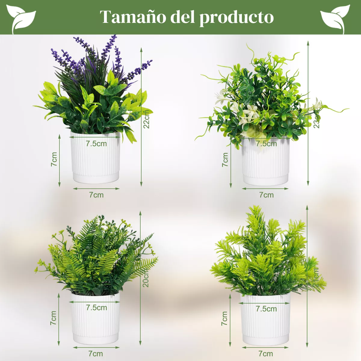 Foto 4 pulgar | 4 Macetas Plantas Artificiales Barro Decoración Bonsái Eo Safe Imports Esi-18523 Blanco