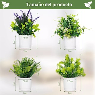 Foto 3 | 4 Macetas Plantas Artificiales Barro Decoración Bonsái Eo Safe Imports Esi-18523 Blanco