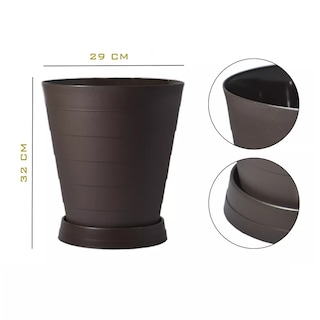 Foto 3 | 2 Macetas Grande Moderna Minimalista Interior Exterior Plato Eo Safe Imports Esi-18525 Marron