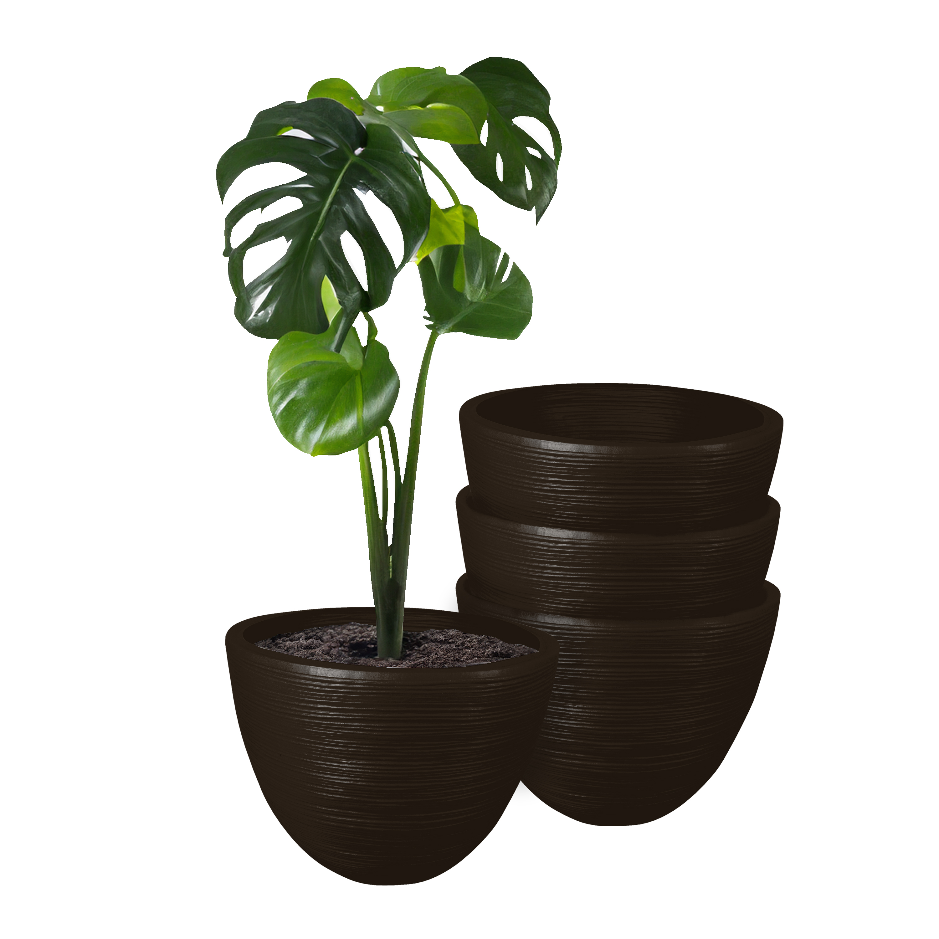 Atmos Homeware Macetas Decorativas Para Interior Y Exterior |  Capacidad Para 45 Litros | Modelo Kun Color Chocolat