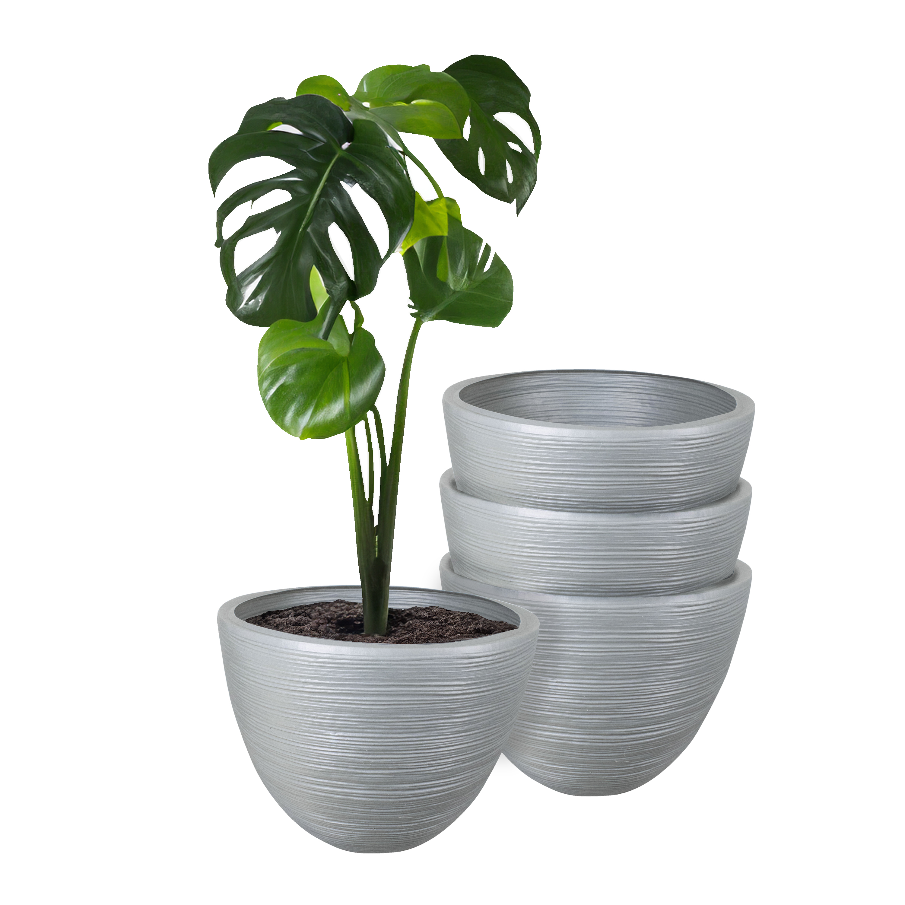 Foto 2 pulgar | Atmos Homeware Macetas Decorativas Para Interior Y Exterior | Capacidad Para 45 Litros | Modelo Kun Color Plata 4 Piezas