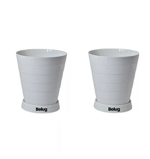 Foto 1 | 2 Macetas Grandes Belug Moderna Minimalista Interior Exterior Plato, Blanco