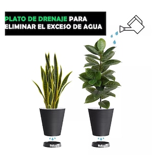 Foto 5 | 2 Macetas Grande Moderna Minimalista Interior Exterior Belug, Plato Negro