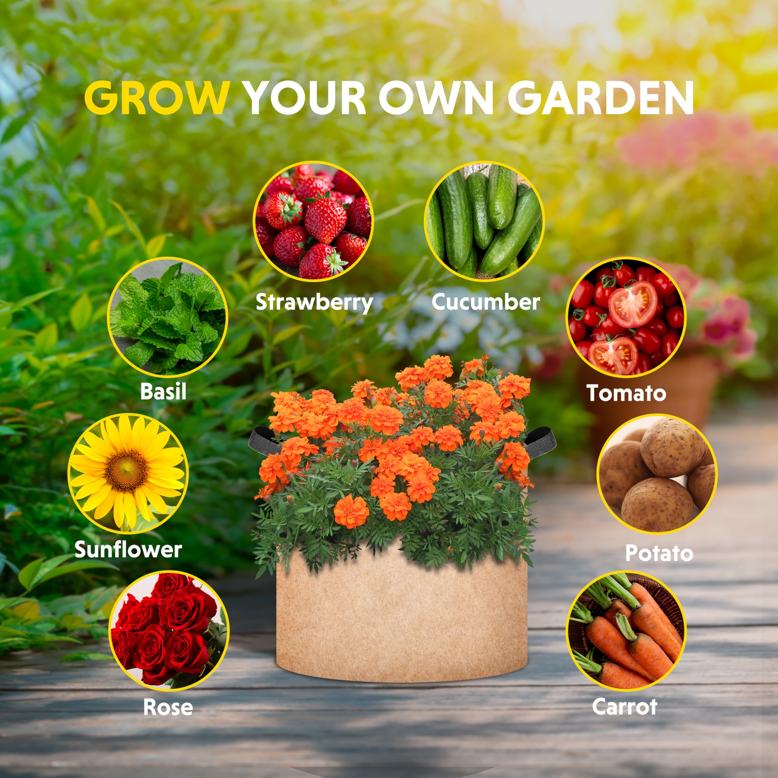 Foto 7 | Macetas Grow Bag Ipower De 15 Galones, 6 Unidades, Resistentes - Venta Internacional.