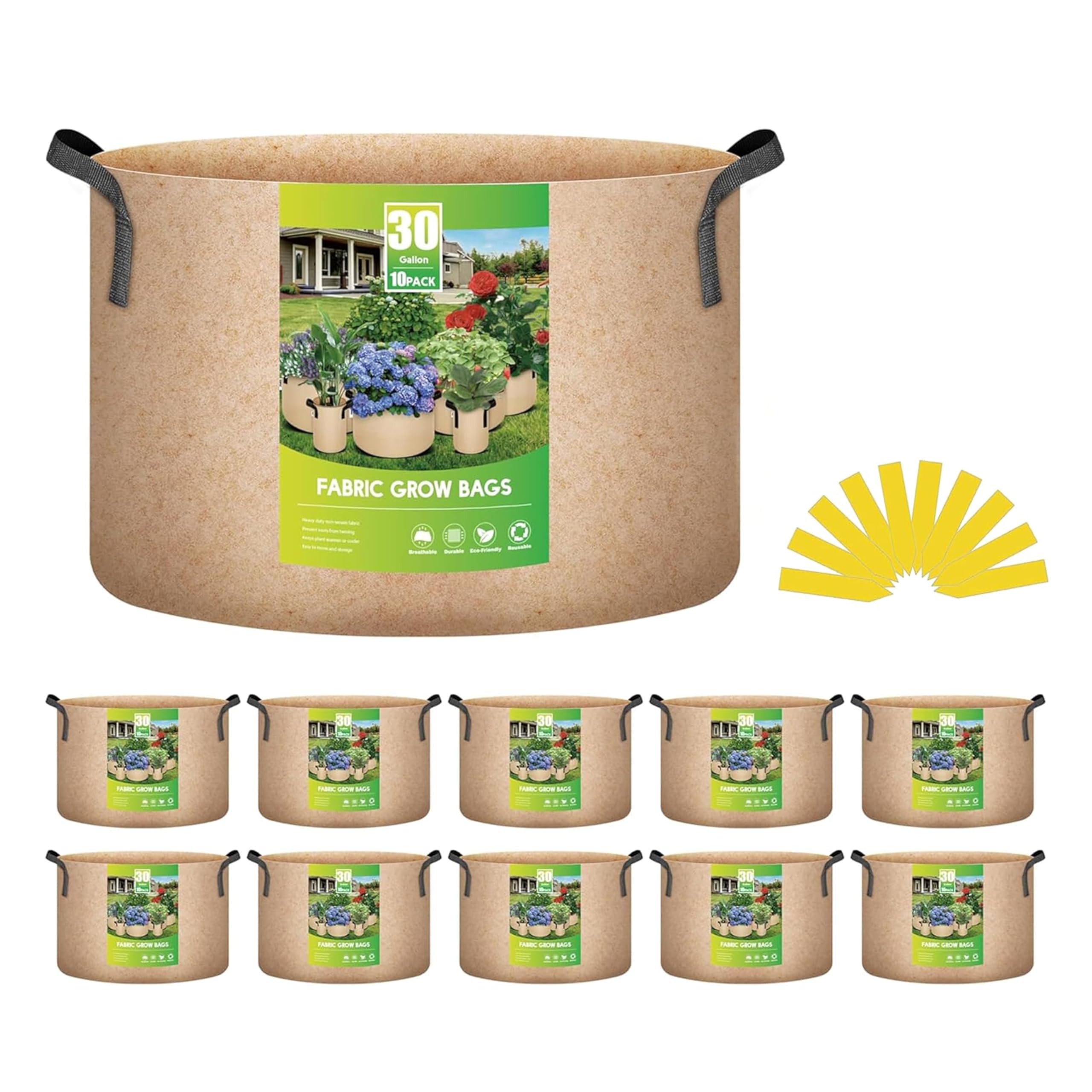 Foto 2 pulgar | Tela No Tejida Gruesa Grow Bags Ipower, 30 Litros, Paquete De 10 Unidades, Color Canela - Venta Internacional.
