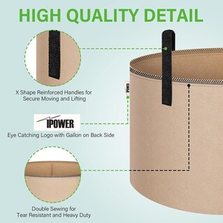 Foto 3 | Macetas De Tela No Tejida Grow Bags Ipower De 20 Galones, Paquete De 5, Color Canela - Venta Internacional.