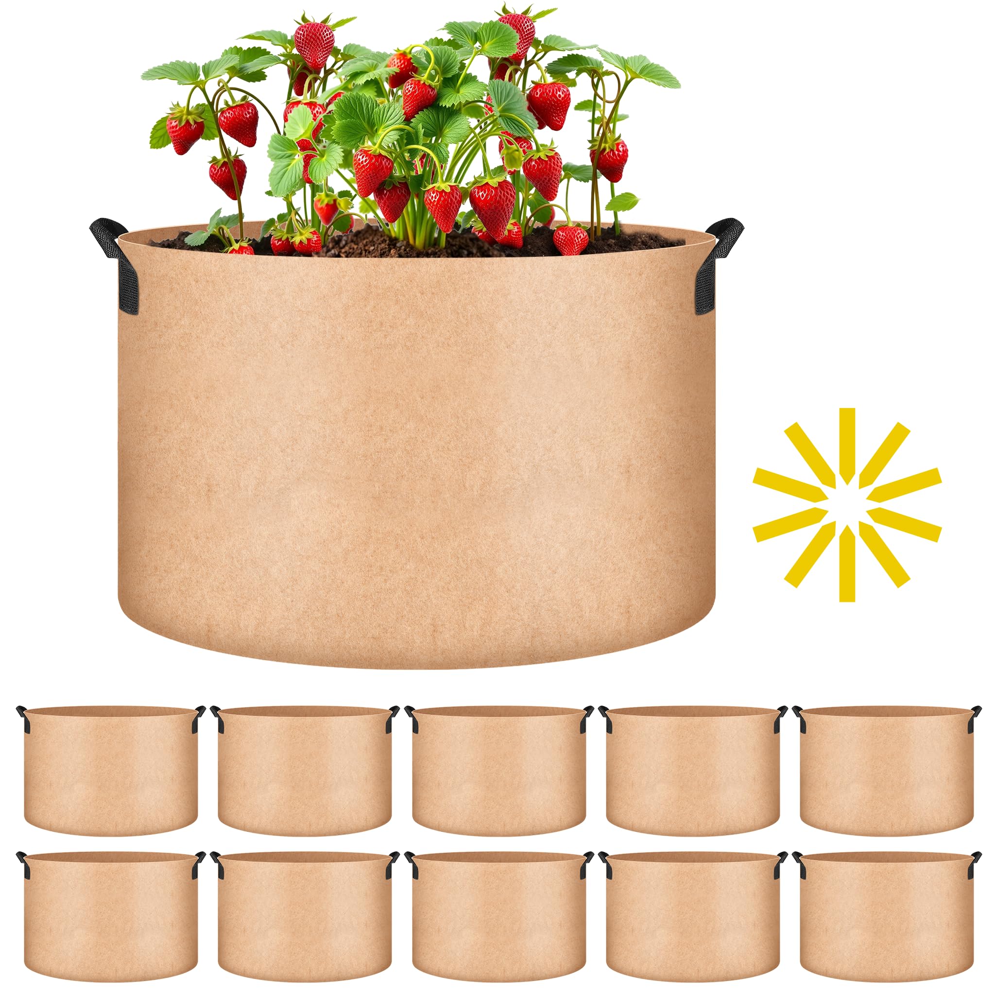 Bolsas De Cultivo Aireation Grow Bags Ipower, Paquete De 10 Unidades, 75,7 L De Grosor, Tela No Tejida - Venta Inte