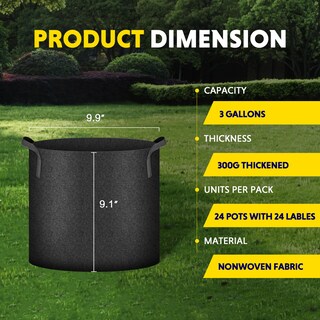Foto 3 | Grow Bags Ipower, Paquete De 24 Unidades, Tela No Tejida De 11 Litros Con Asas De Nailon - Venta Internacional.