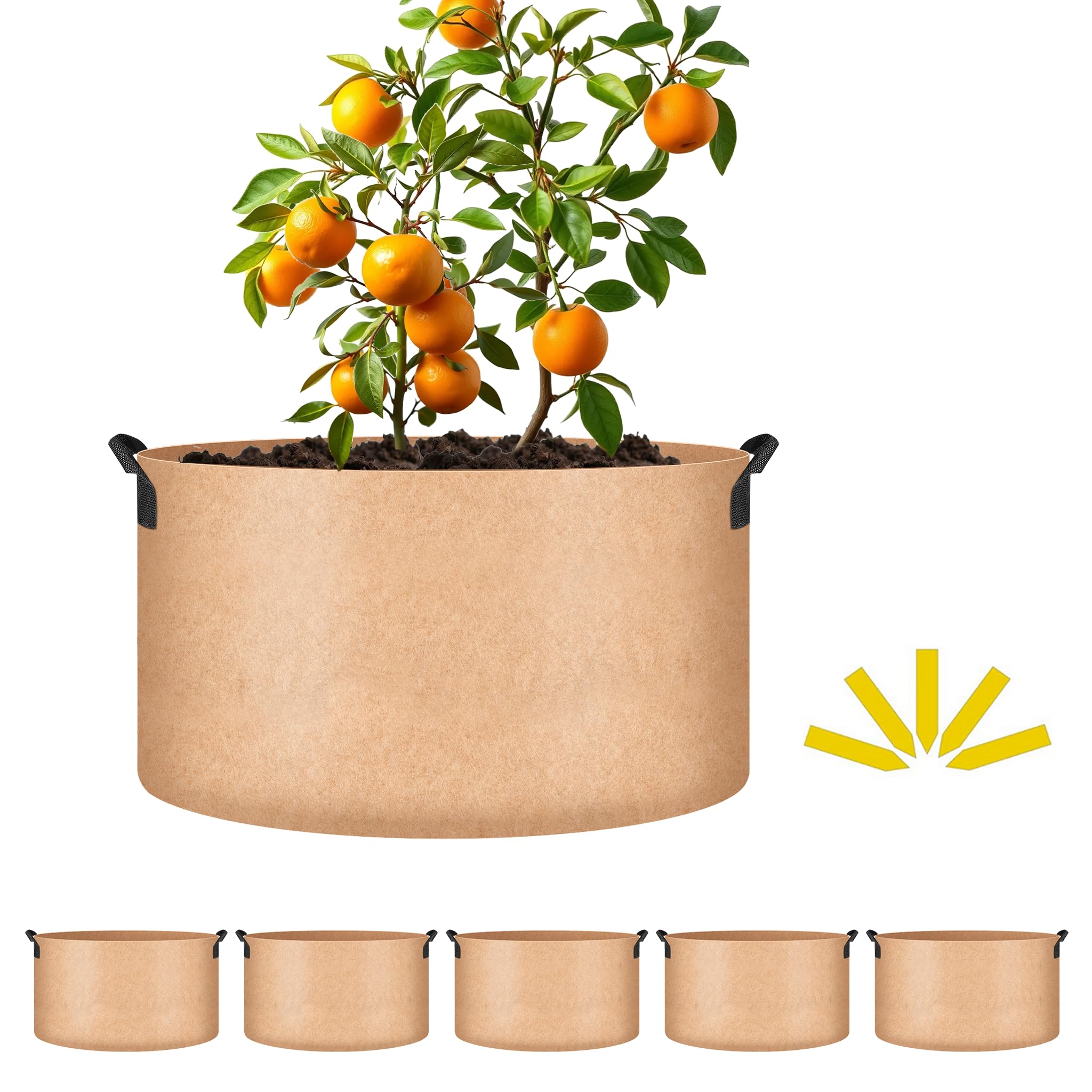 Bolsas Para Cultivo De Plantas Ipower, Tela No Tejida De 15 Galones, Paquete De 5 Unidades, Color Canela - Venta