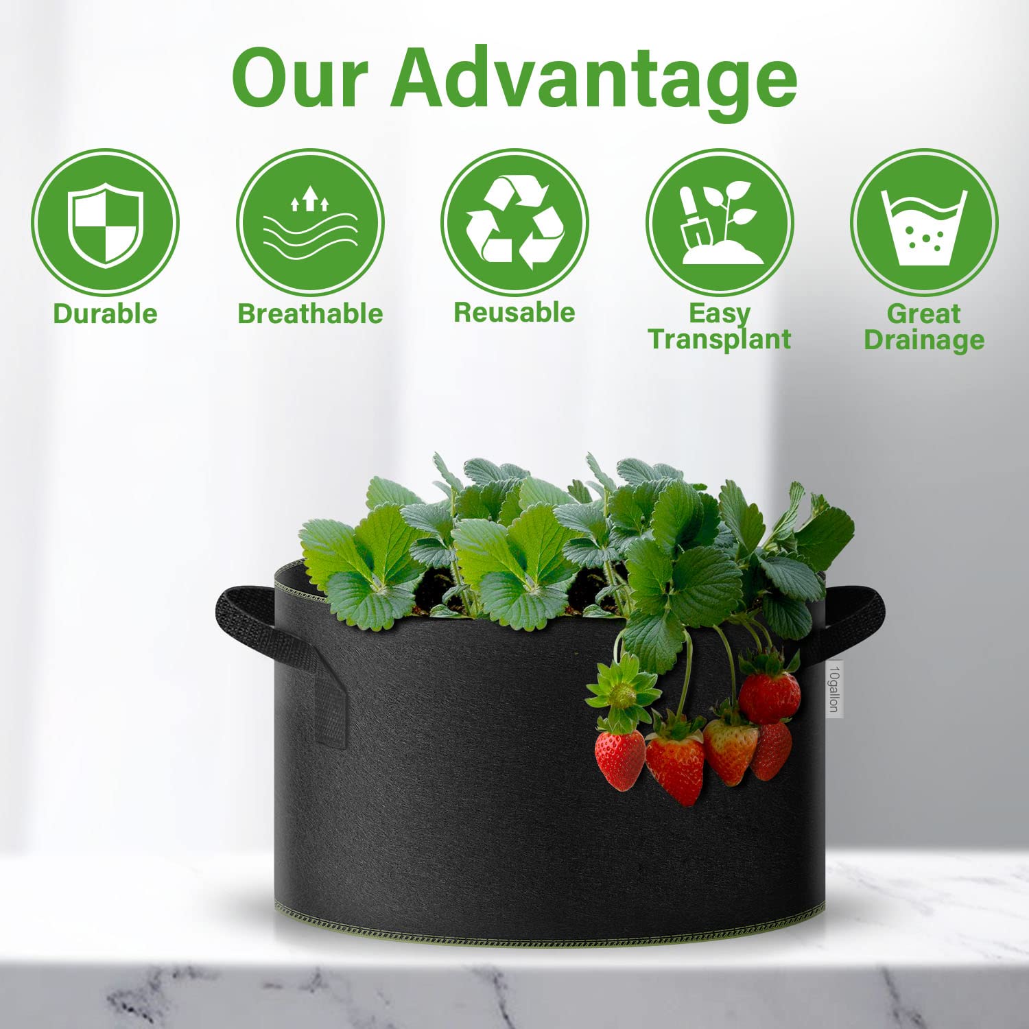 Foto 7 pulgar | Grow Bag Ipower, Tela No Tejida Gruesa De 5 Galones, 10 Unidades - Venta Internacional.
