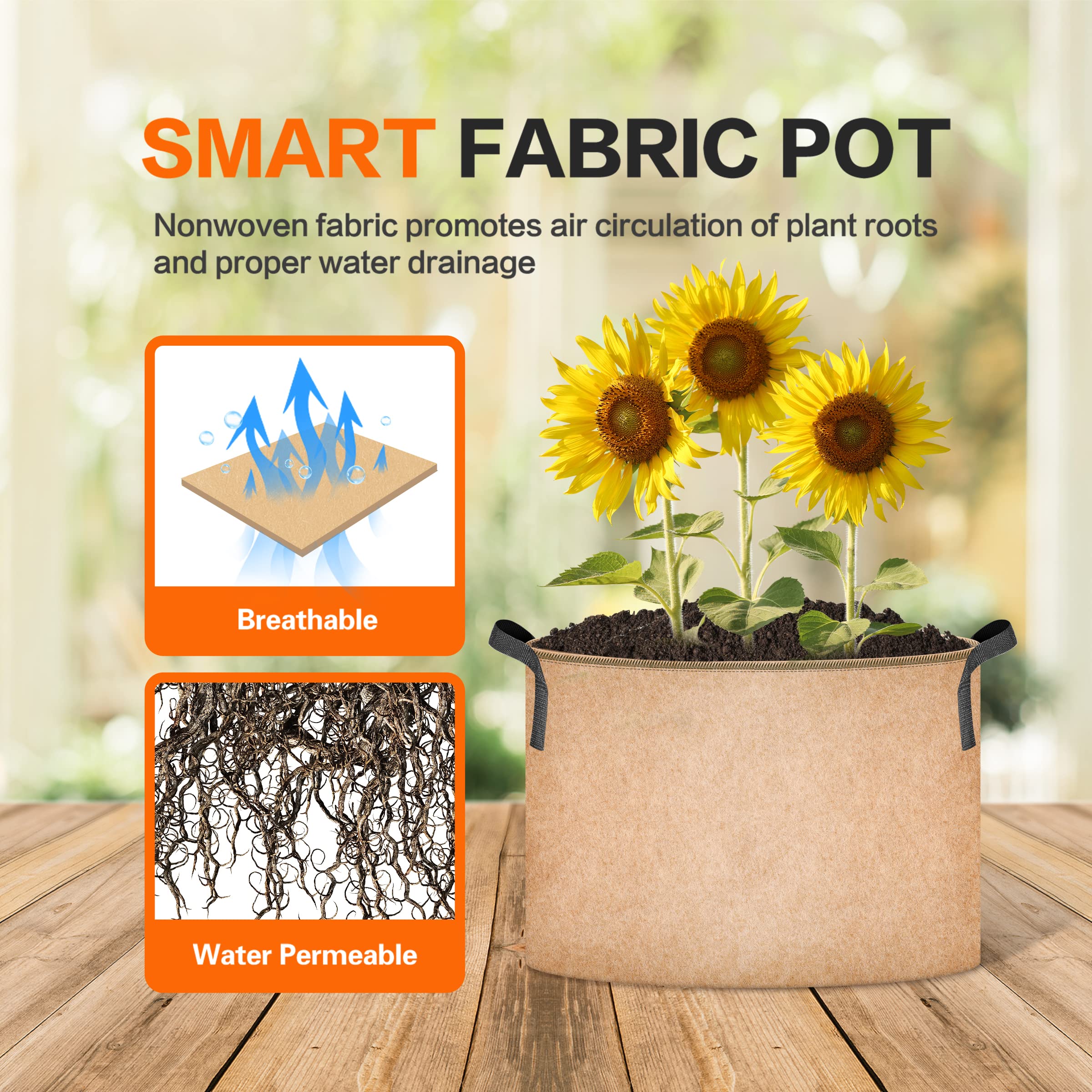 Foto 6 pulgar | Plant Grow Bag Ipower, 15 Galones, Paquete De 6 Macetas De Tela, Color Canela - Venta Internacional.