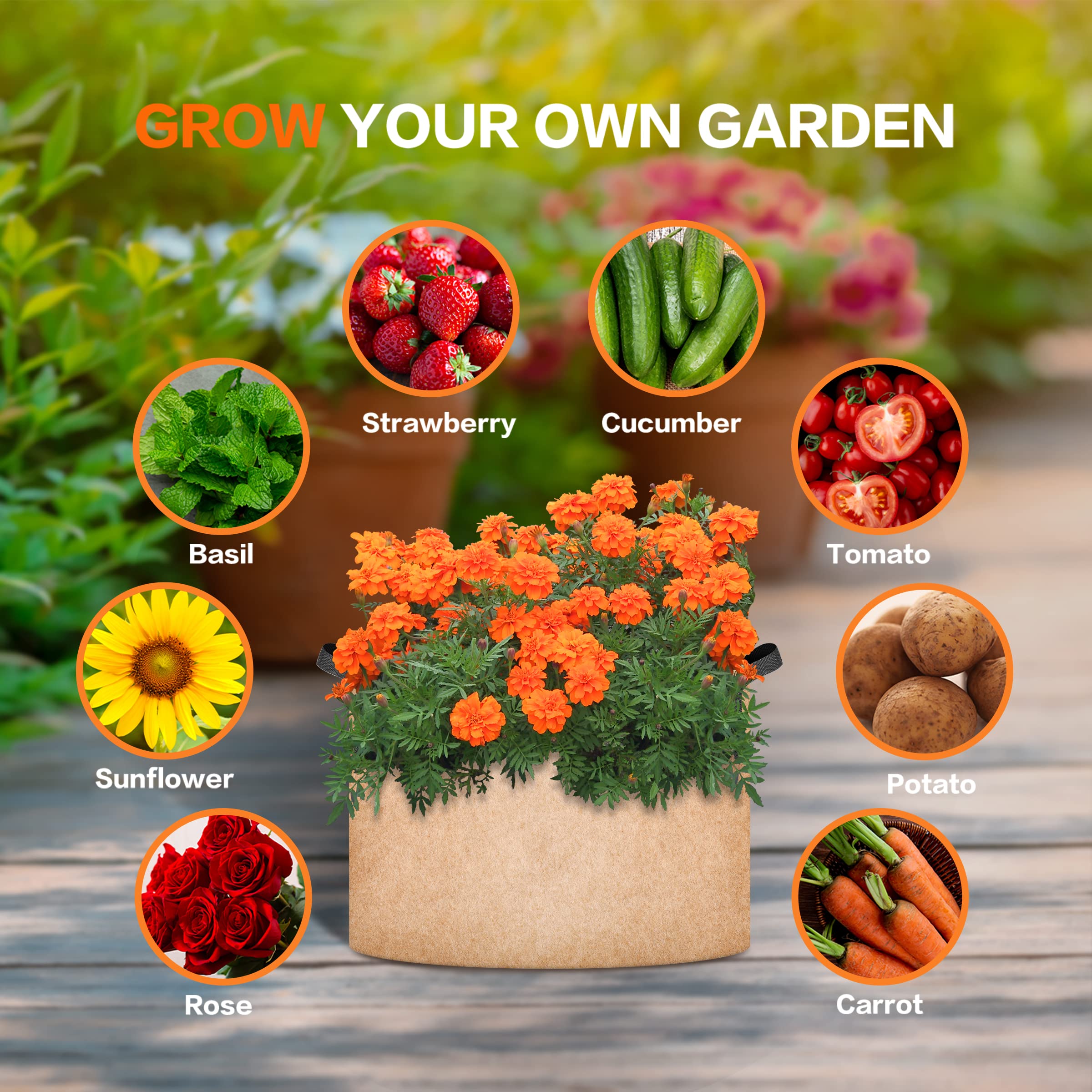 Foto 7 pulgar | Plant Grow Bag Ipower, 15 Galones, Paquete De 6 Macetas De Tela, Color Canela - Venta Internacional.