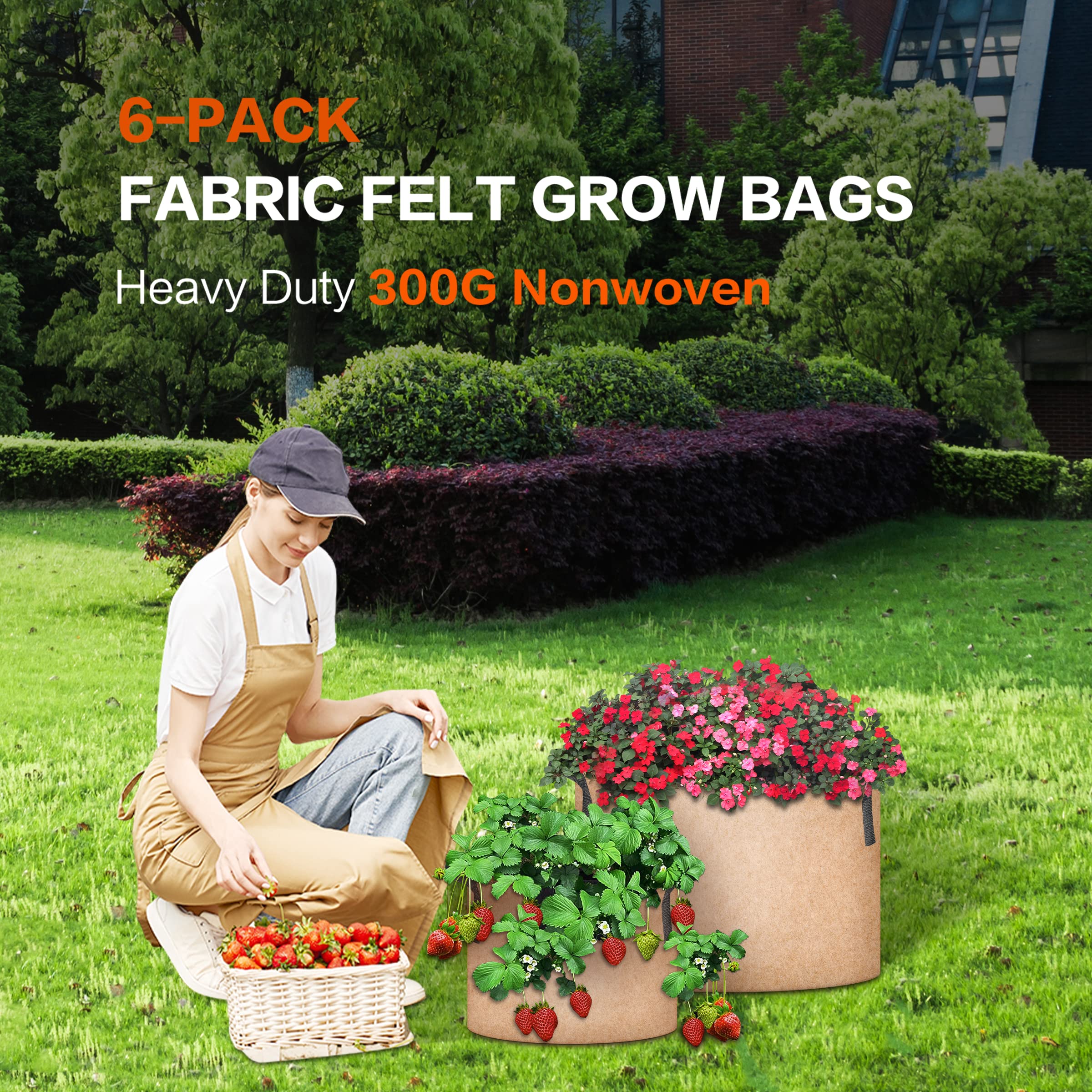Foto 8 pulgar | Plant Grow Bag Ipower, 15 Galones, Paquete De 6 Macetas De Tela, Color Canela - Venta Internacional.