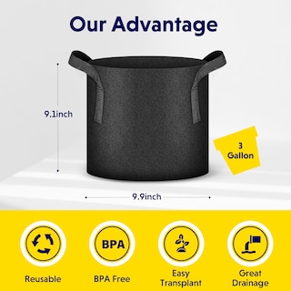 Foto 2 | Grow Bags Ipower, Paquete De 10 Galones, Con Etiquetas De Tela No Tejida - Venta Internacional.
