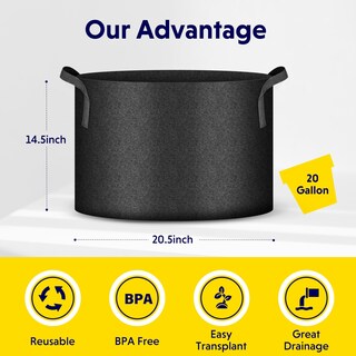 Foto 2 | Bolsas Para Cultivo De Plantas Ipower, Tela No Tejida De 20 Galones, Paquete De 5 - Venta Internacional.