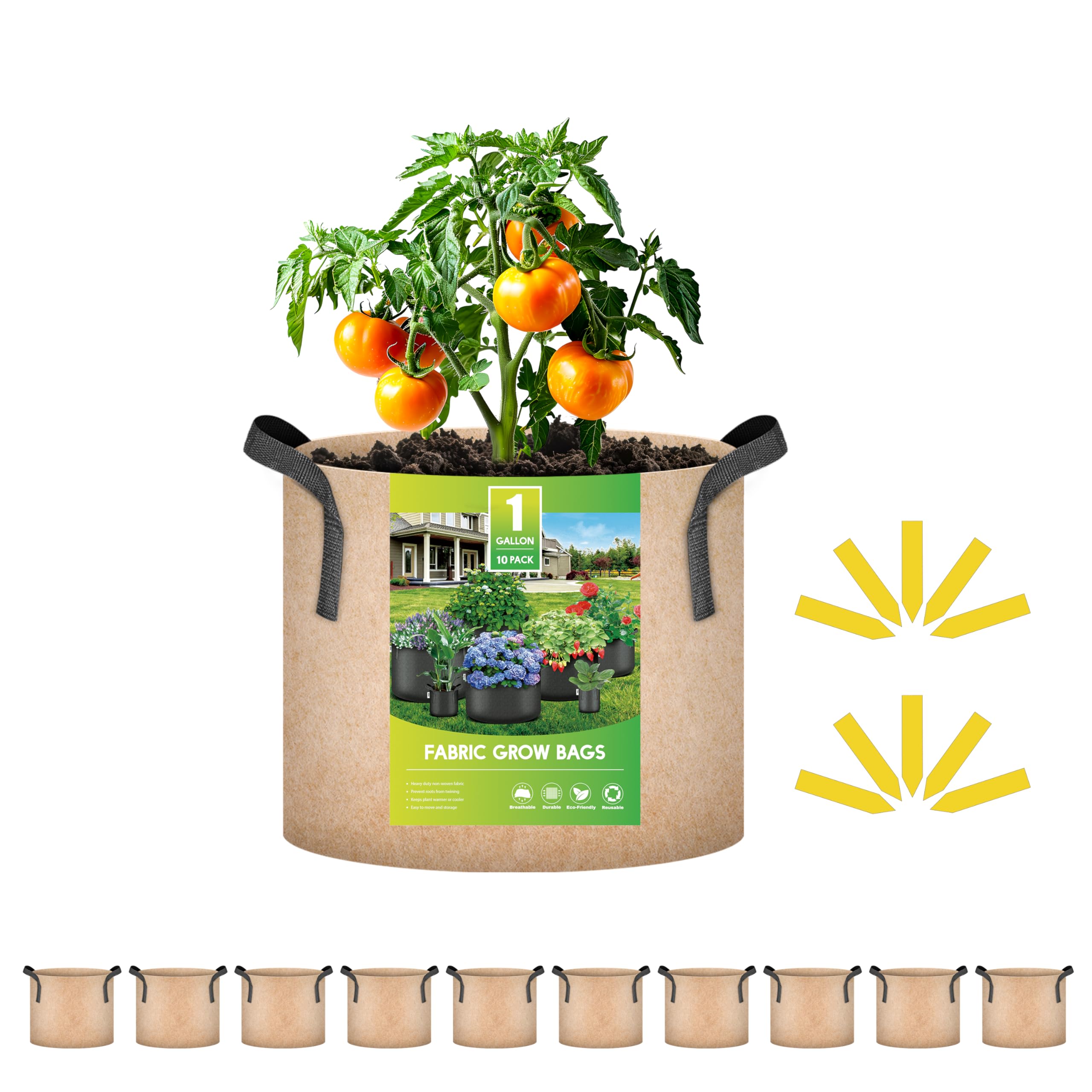 Foto 2 pulgar | Bolsas De Cultivo Para Plantas Ipower, De 1 Galón, Resistentes, No Tejidas, Paquete De 10 - Venta Internacional.