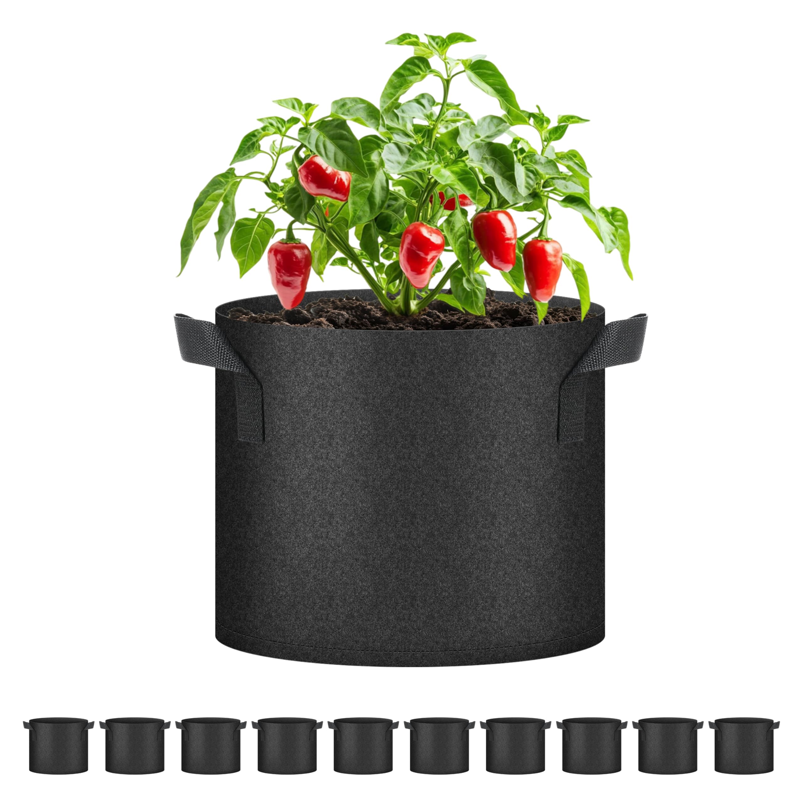 Macetas Grow Bags Simple Deluxe De 26,5 Litros, Paquete De 10 Macetas, 7 Galones - Venta Internacional.