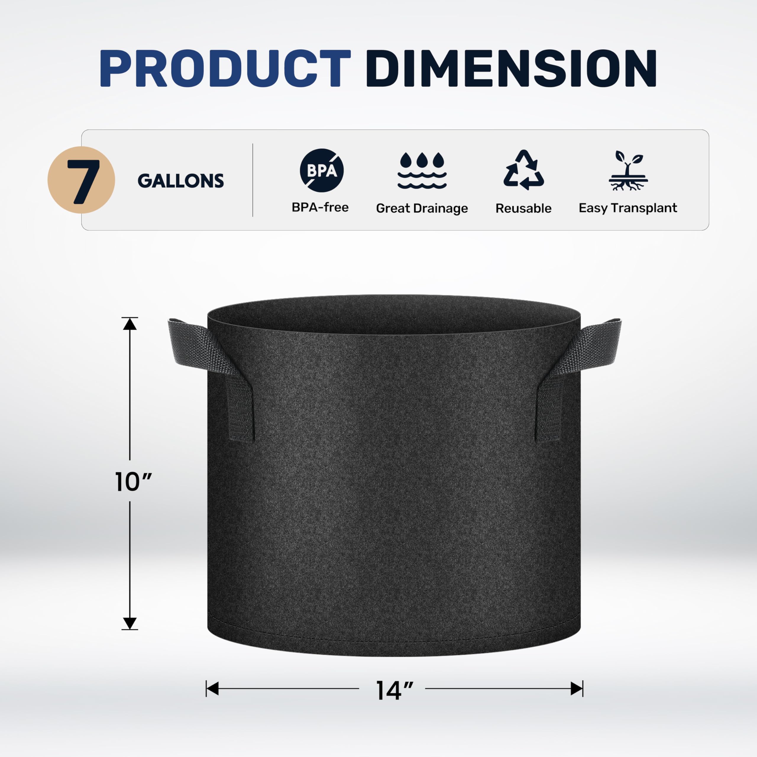 Foto 3 pulgar | Macetas Grow Bags Simple Deluxe De 26,5 Litros, Paquete De 10 Macetas, 7 Galones - Venta Internacional.