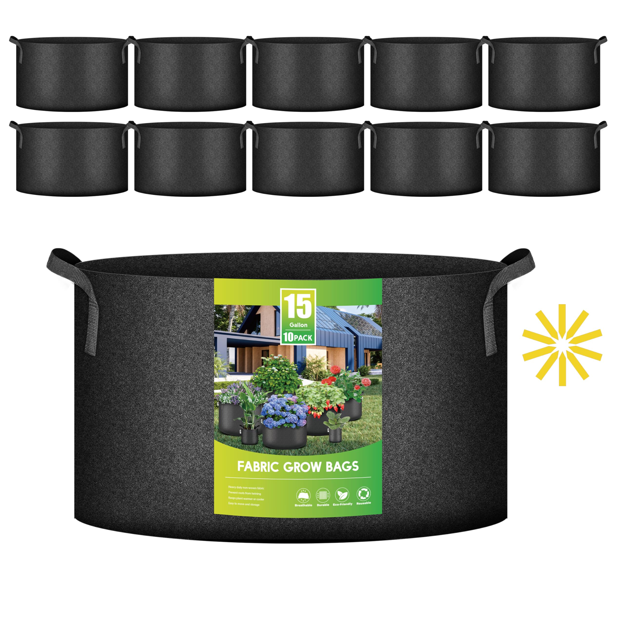 Bolsas De Cultivo Para Plantas Ipower, 15 Galones, 10 Unidades, Tela Resistente - Venta Internacional.