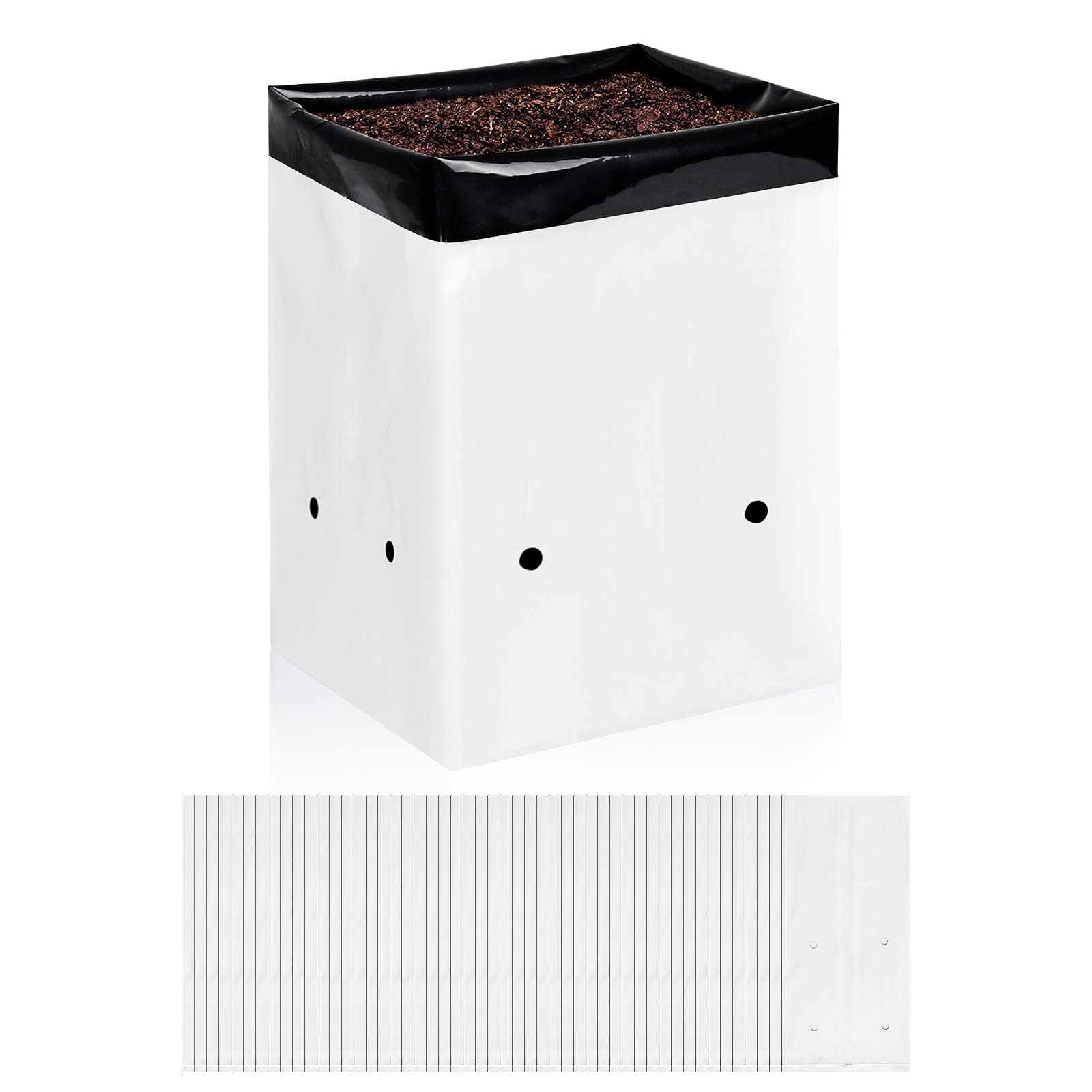 Grow Bags Ipower Glgrowbagfilm1x50, 1 Galón, Blanco Y Negro, Paquete De 50 - Venta Internacional.
