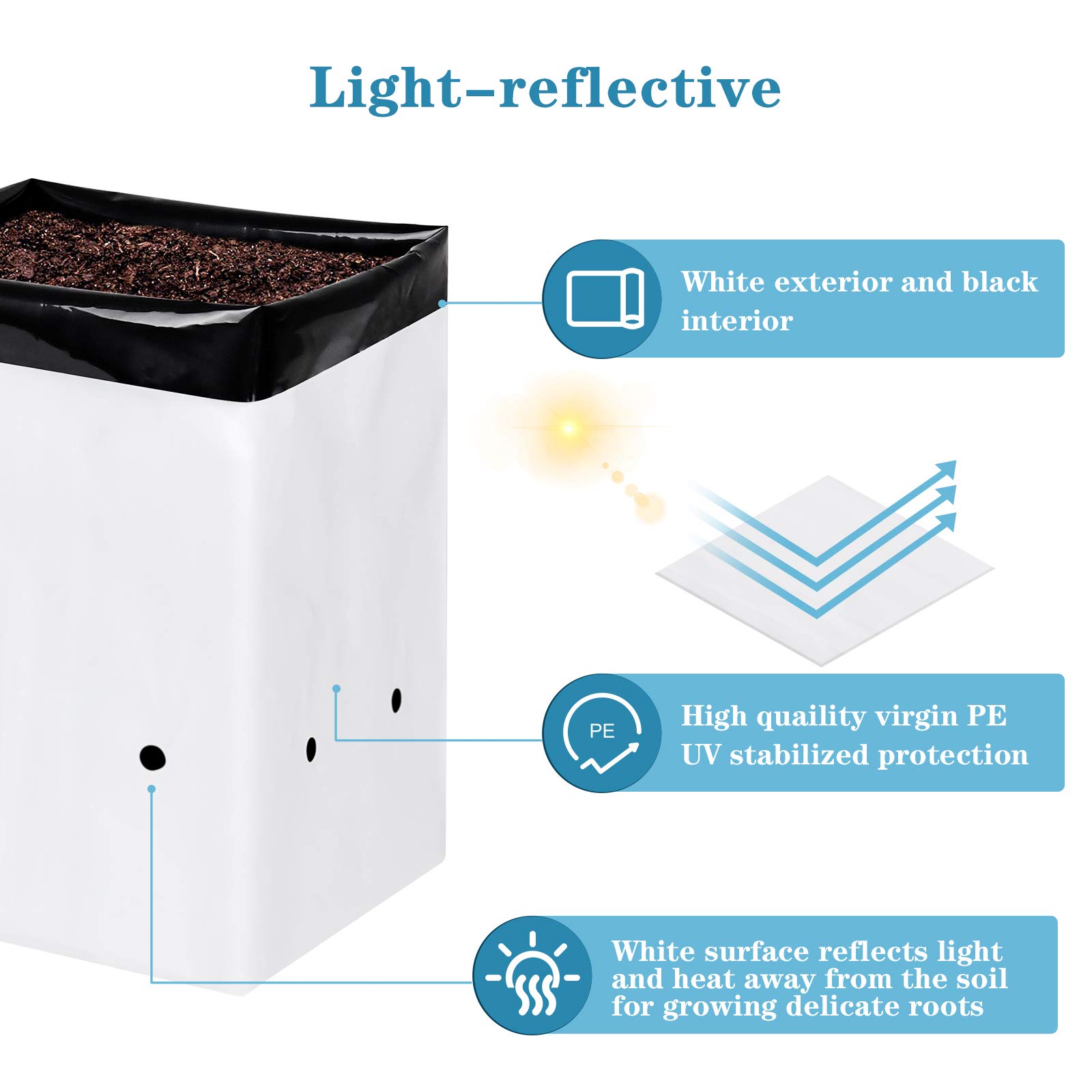 Foto 4 pulgar | Grow Bags Ipower Glgrowbagfilm1x50, 1 Galón, Blanco Y Negro, Paquete De 50 - Venta Internacional.