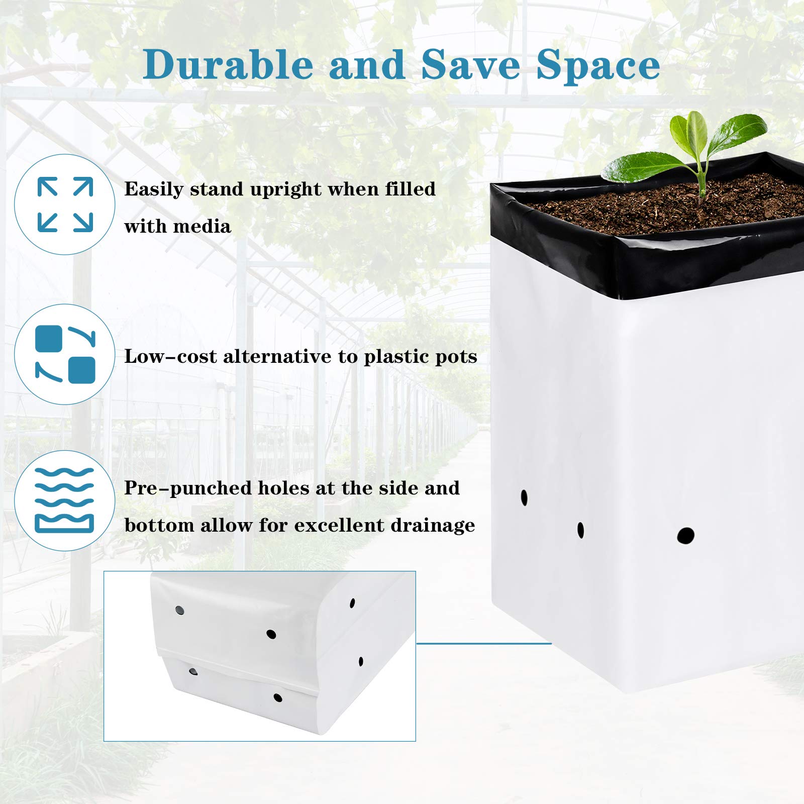 Foto 5 pulgar | Grow Bags Ipower Glgrowbagfilm1x50, 1 Galón, Blanco Y Negro, Paquete De 50 - Venta Internacional.