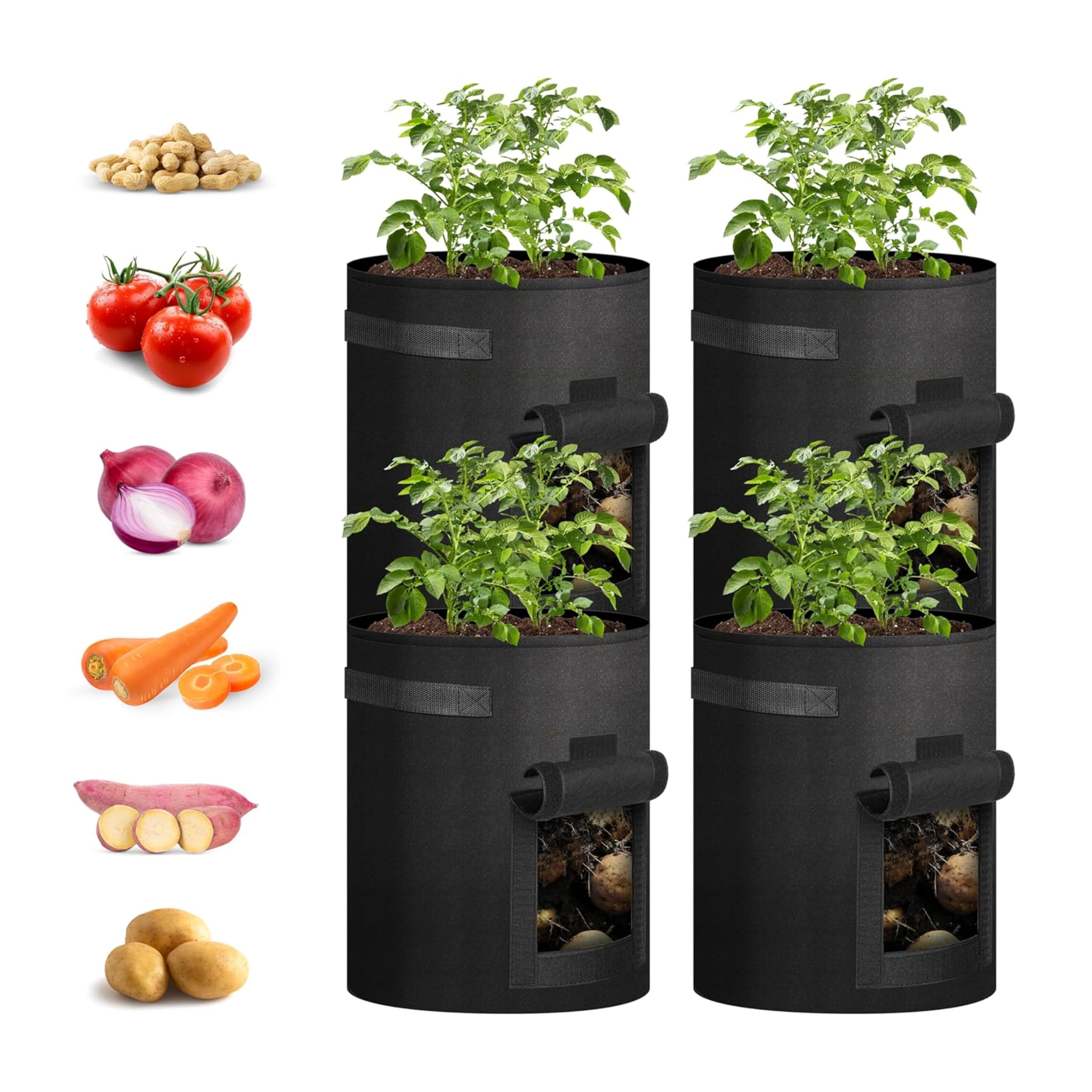 Bolsas Para Cultivo De Patatas Ipower, 10 Galones, Paquete De 4, Con Asa Y Ventana - Venta Internacional.