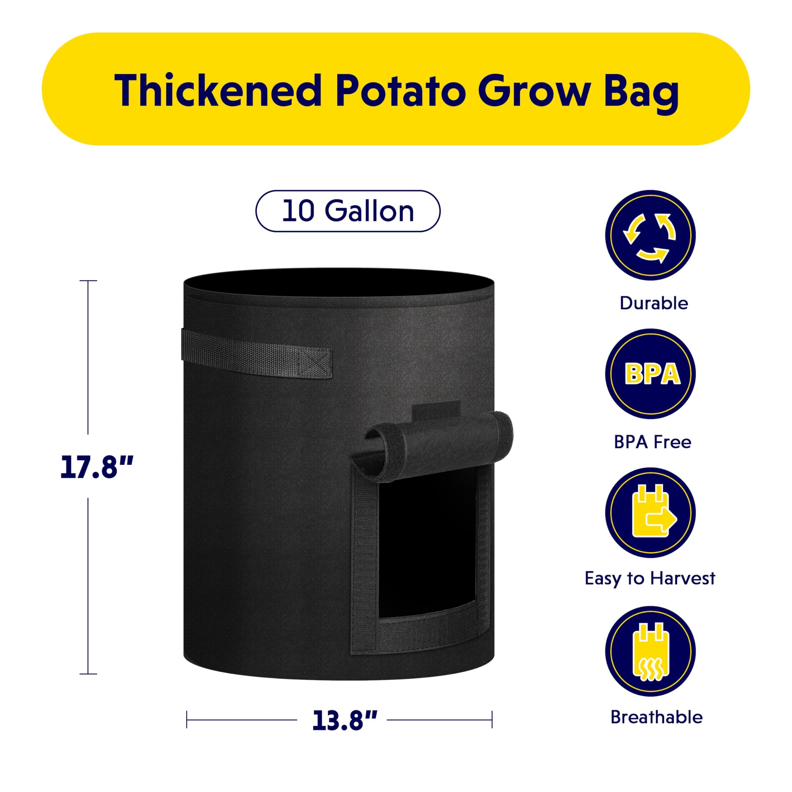 Foto 3 pulgar | Bolsas Para Cultivo De Patatas Ipower, 10 Galones, Paquete De 4, Con Asa Y Ventana - Venta Internacional.