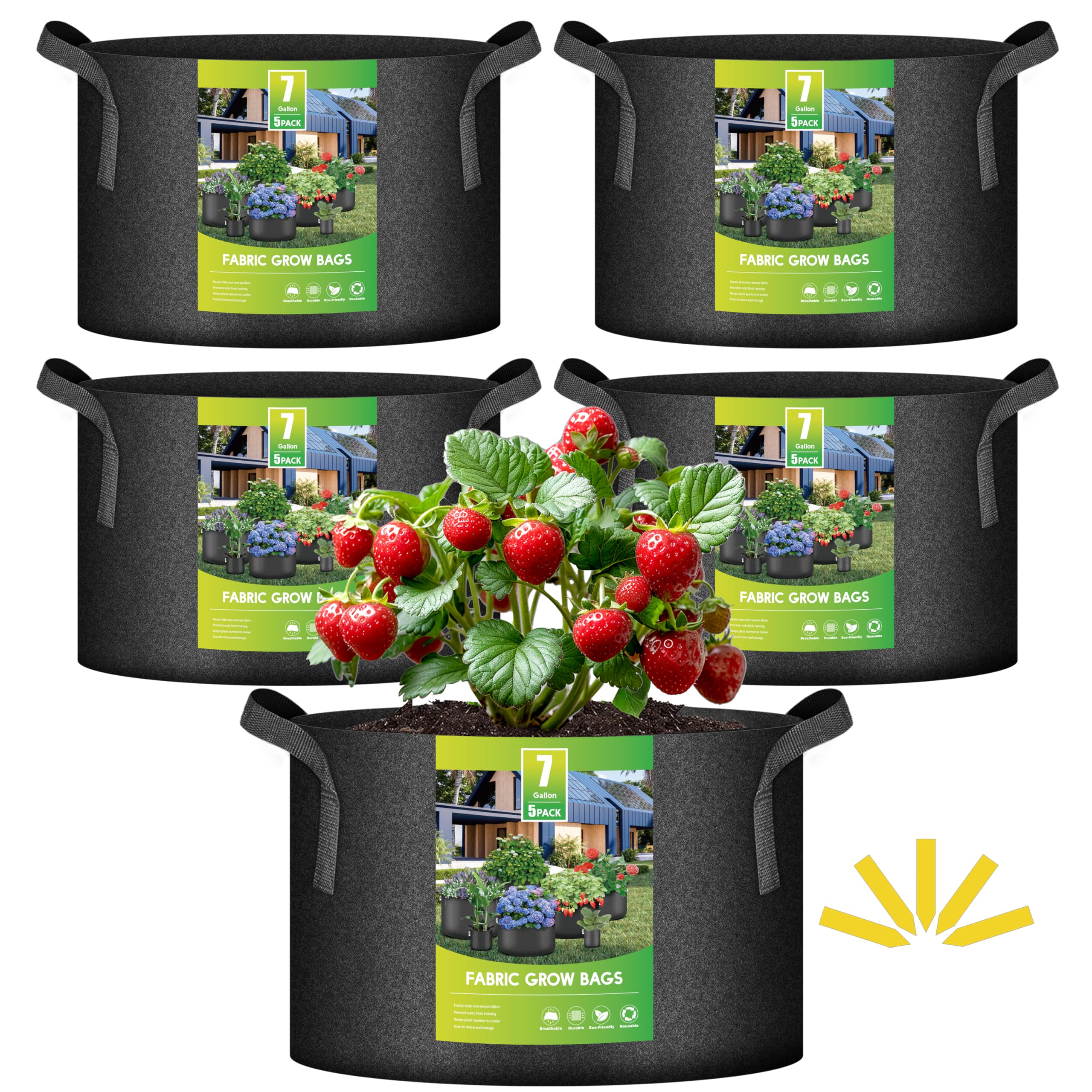 Bolsas De Cultivo Para Plantas Ipower, Tela No Tejida Gruesa De 7 Galones, 5 Unidades - Venta Internacional.