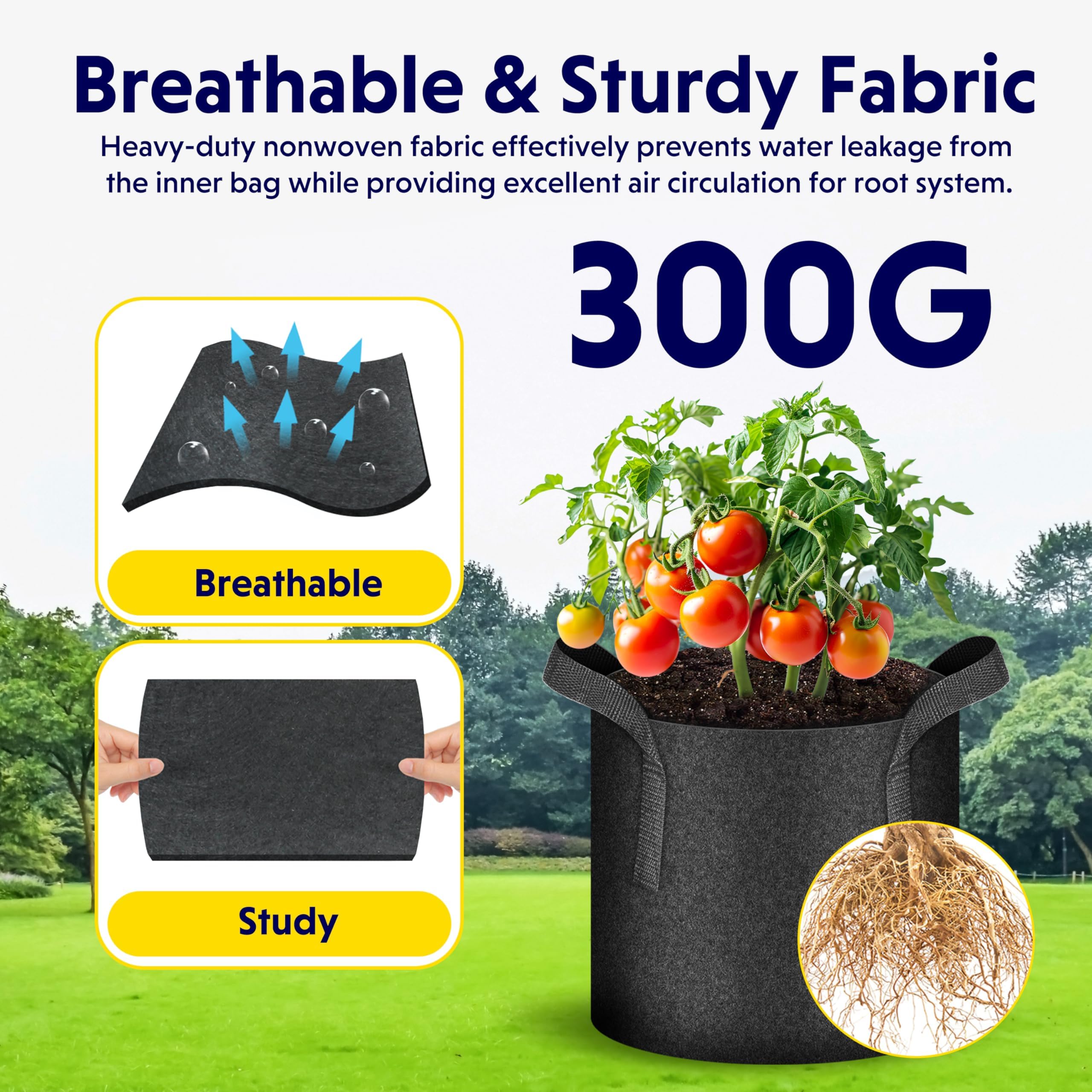 Foto 6 | Grow Bags Ipower, Paquete De 10 Unidades, 37,85 L, Tela No Tejida Gruesa - Venta Internacional.