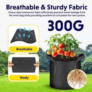 Foto 6 | Grow Bags Ipower, Paquete De 10 Unidades, 37,85 L, Tela No Tejida Gruesa - Venta Internacional.