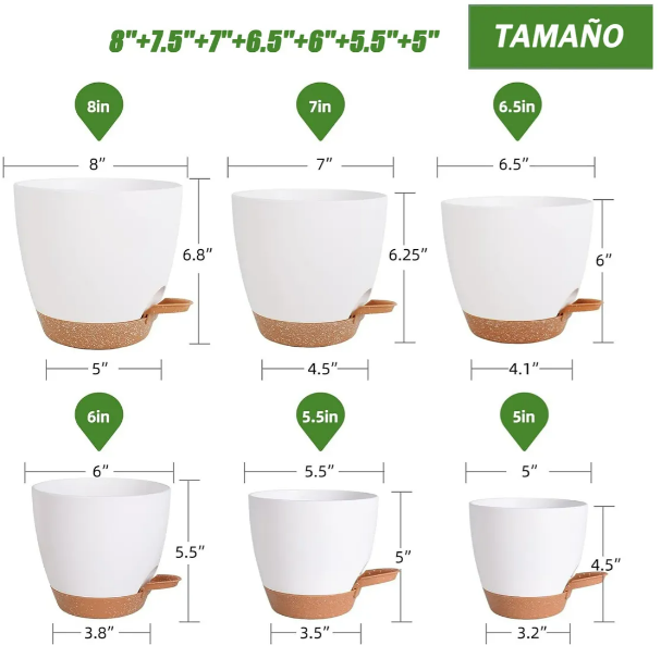 Foto 4 pulgar | Xtellar Macetas De Riego Automático 7 Pcs  Set De Jardinería Sostenible Para Interiores