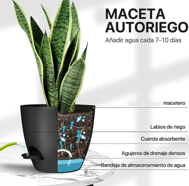 Foto 3 pulgar | Macetas Autoregables Xtellar Para Interiores Y Exteriores  Estilo Moderno Minimalista  Pack De 2