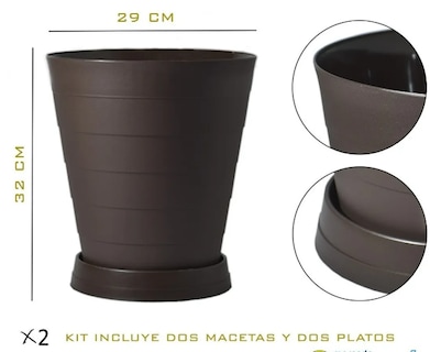Foto 3 | Kit De 2 Macetas Xtellar Grandes Modernas Para Interiores Y Exteriores Con Diseño Minimalista