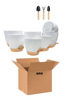 Foto 1 | 7 Pcs Macetas De Plástico Con Riego Automático Para Plantas Blanco/cafe
