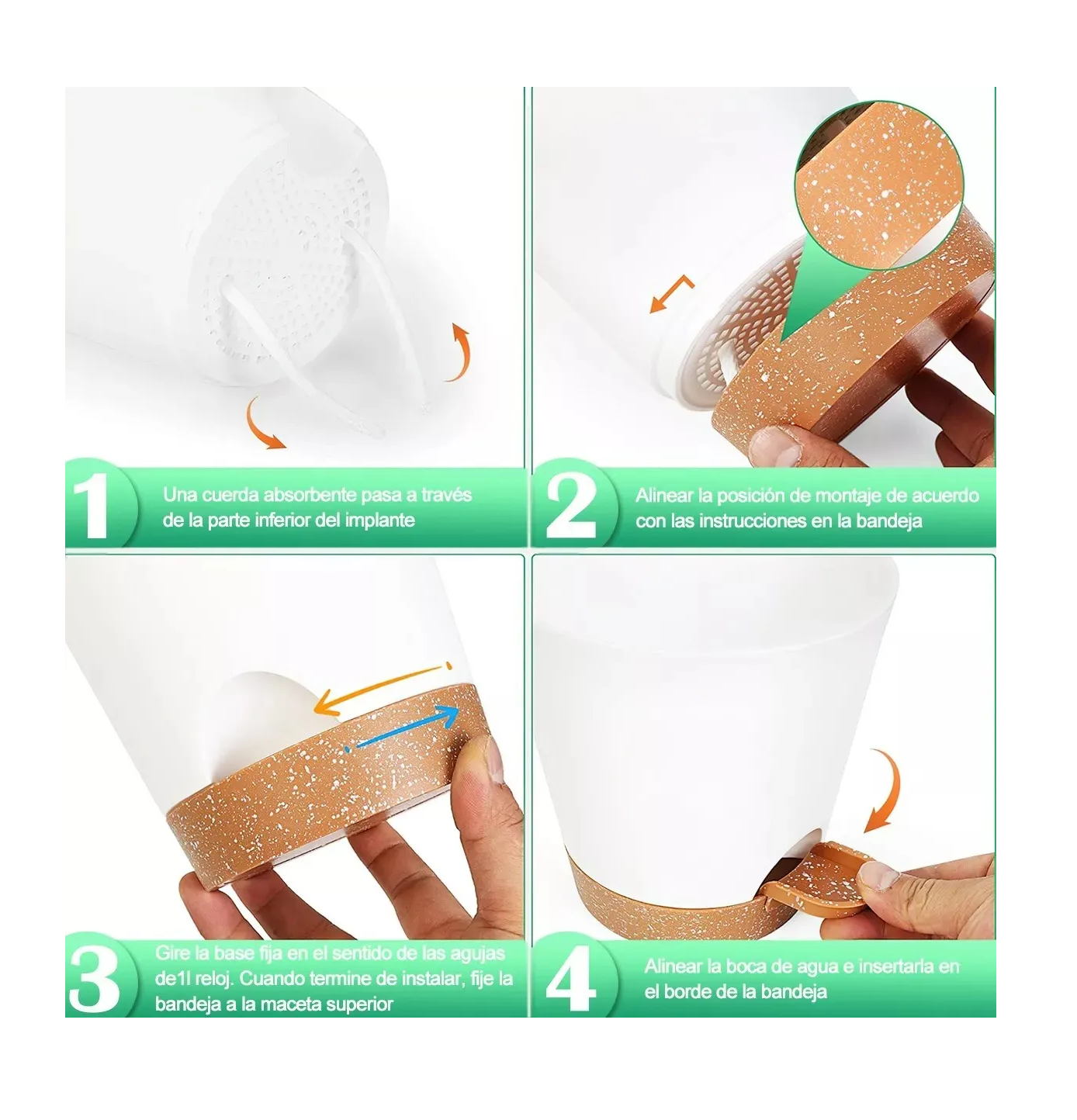 Foto 4 pulgar | 7 Pcs Macetas De Plástico Con Riego Automático Para Plantas Blanco/cafe