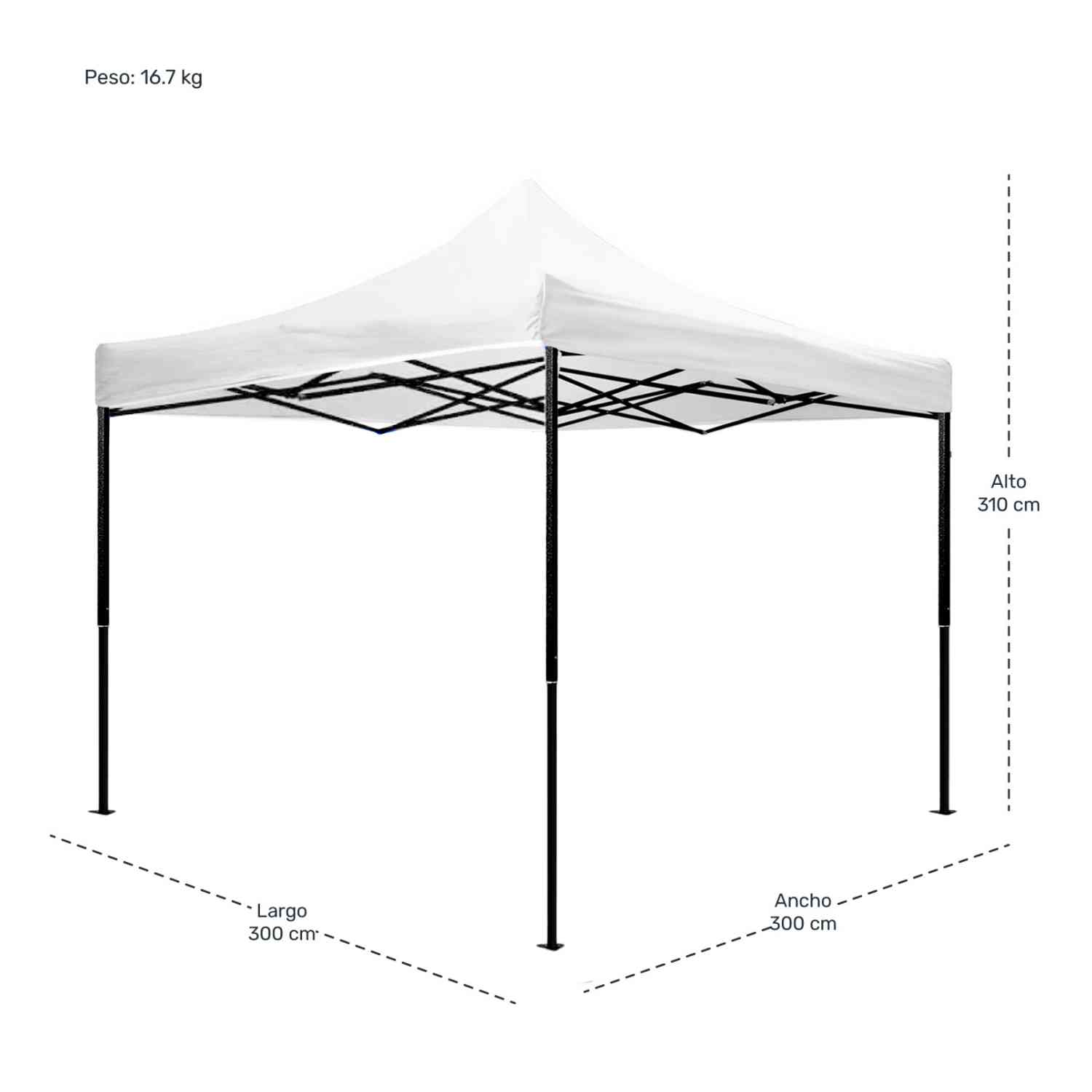 Foto 6 | Carpa Jardimex 3x3 Plegable Impermeable 600d Blanca