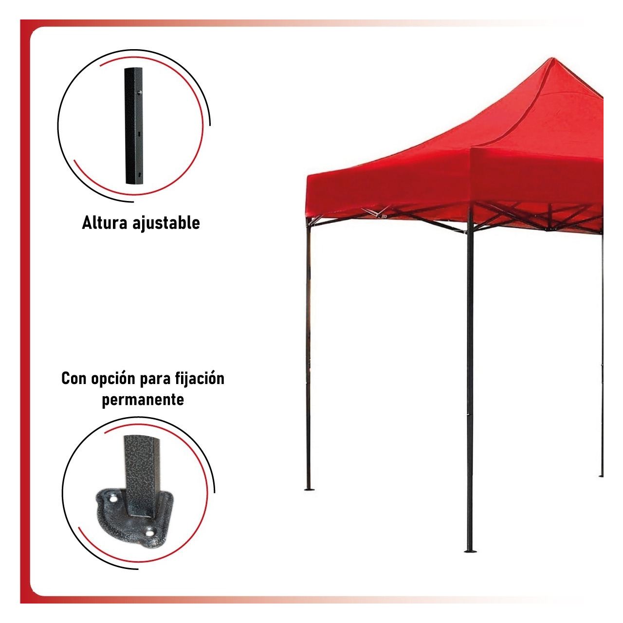 Foto 3 pulgar | Toldo Carpa 3x3 Jardimex mkz-carpa3x3roja Roja