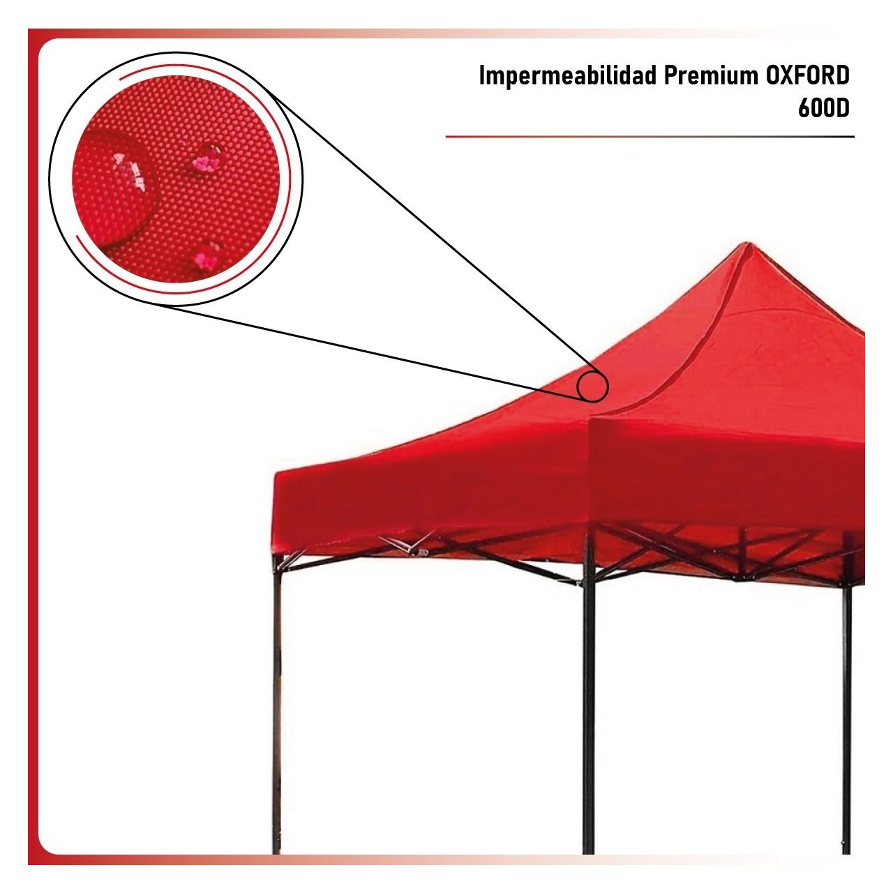 Foto 4 pulgar | Toldo Carpa 3x3 Jardimex mkz-carpa3x3roja Roja